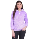 PPTHEFASHIONHUB Faux Fur Womens Non Hooded Sweatshirt ( Purple ) - None