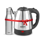 Milton Combo Set Go Electro Stainless Steel Kettle, 1.2 Litres, Silver and Super 750 Stainless Steel Water Bottle, 650 ml, Silver | Office | Home | Kitchen | Travel Water Bottle