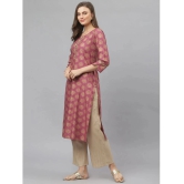 Stylum Rayon Printed Straight Womens Kurti - Wine ( Pack of 1 ) - None