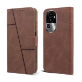NBOX Brown Flip Cover Artificial Leather Compatible For Oppo Reno 10 Pro Plus ( Pack of 1 ) - Brown