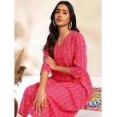 Janasya Cotton Printed A-line Womens Kurti - Pink ( Pack of 1 ) - None