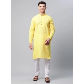 Jompers Mens Embroiderd Kurta Pajama-S / Yellow