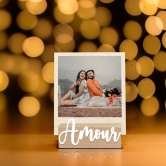 Personalised Polaroid Wooden Photo with Base-You n Me