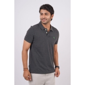 Men's Charcoal Melange Embroidery Polo T-Shirt