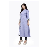 Rangrasiya - Blue Silk Women's Flared Kurti ( Pack of 1 ) - XL