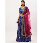 Om Shantam Sarees Blue,Pink Silk Blends Chaniya Choli Semi Stitched Lehenga Single - Free Size