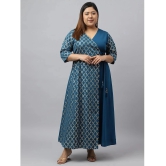 Janasya Crepe Checks Angrakha Womens Kurti - Teal ( Pack of 1 ) - None