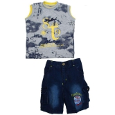 Zadmus Boys Cotton T - Shirt & Denim Shorts Dress (Yellow, 2 - 3 Years) - 2-3 Years