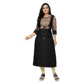 Rangrasiya - Black Cotton Blend Women's Straight Kurti ( Pack of 1 ) - 6XL