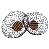 Mii Art Bamboo Round Flower Basket,Best for puja,Dining Table and Home Decoration,Fruit Basket(Color-Black) Pack of pcs