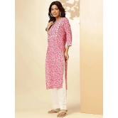 Vbuyz Cotton Printed Straight Womens Kurti - Pink ( Pack of 1 ) - None