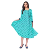 haya fashion - Blue Rayon Women''s Flared Kurti ( Pack of 1 ) - XL