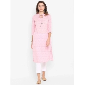 Janasya Cotton Printed Straight Womens Kurti - Pink ( Pack of 1 ) - None