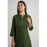 MAUKA - Green Rayon Women''s Front Slit Kurti ( Pack of 1 ) - None