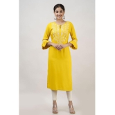 MAUKA - Yellow Rayon Women''s Straight Kurti ( Pack of 1 ) - None