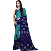 LEELAVATI - Navy Blue Georgette Saree With Blouse Piece ( Pack of 1 ) - Navy Blue