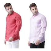 KLOSET By RIAG 100% Cotton Regular Fit Self Design Full Sleeves Men's Casual Shirt - Lavender ( Pack of 2 ) - None