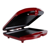 LA'FORTE Lavite Sandwich Maker Non-Stick Coated Plates, Cool Touch Handle 750 W (Red)