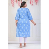 Swasti Cotton Printed Straight Womens Kurti - Blue ( Pack of 1 ) - None