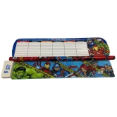 SKI Character Printed Shape Double Layer Pencil Box with Pencil,Sharpener and Scale(Iron man) Printed Pencil Case for Kids,Boys and Girls(Pack of 1)