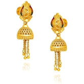 LUV FASHION Golden Jhumki Earrings ( Pack of 1 ) - Golden