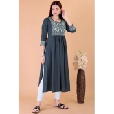 Glomee - Grey Rayon Womens Nayra Kurti ( Pack of 1 ) - None