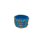 Set of 4 Blue Silk Thread Bangles with Stone and Pearl Embellishment