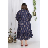 Swasti Cotton Blend Printed Anarkali Womens Kurti - Blue ( Pack of 1 ) - None