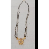 1 Gram Gold Mangalsutra with Black Beads and Floral Pendant