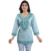 Meher Impex - Turquoise Crepe Womens Straight Kurti ( Pack of 1 ) - L