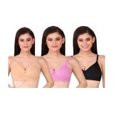 Tkeshto Cotton Everyday Bra - Multi Color Pack of 3 - 36