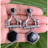 Azayaa World Black Elephant pair hexagon earring