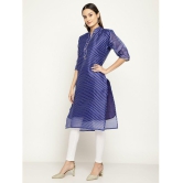 Queenley - Blue Silk Women's Straight Kurti ( Pack of 1 ) - None