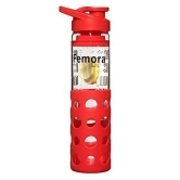 Femora Borosilicate Glass Red Water Bottle 700ml