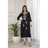 Kapadia Rayon Printed Straight Womens Kurti - Black ( Pack of 1 ) - None