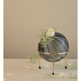 Adore Round Vase with Gold Stand- Grey