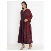 Angiya Maroon Cotton Anarkali Kurti - - L