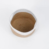 Jute Cotton Handle Basket Dual Color, 8x8, white, beige | Q