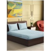 Abhikram - Blue Cotton Single Bedsheet with 2 Pillow Covers - Blue