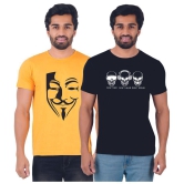 ferocious - Yellow Cotton Slim Fit Men's T-Shirt ( Pack of 2 ) - None