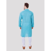 Maharaja - Blue Cotton Blend Regular Fit Mens Kurta Pyjama Set ( Pack of 1 ) - None