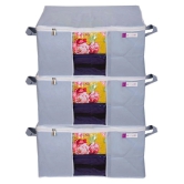 PrettyKrafts Underbed Almirah/Storage Box/Basket/Bag/Organizer With Side Handles - Grey,Set Of 3