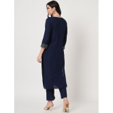 AMIRA'S INDIAN ETHNICWEAR - Navy Blue Straight Rayon Women's Stitched Salwar Suit ( Pack of 1 ) - None