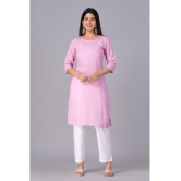 Doriya Cotton Blend Embroidered Kurti With Palazzo Women's Stitched Salwar Suit - Pink ( Pack of 1 ) - None