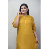 Swasti Cotton Blend Printed Straight Womens Kurti - Mustard ( Pack of 1 ) - None