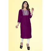 haya fashion - Magenta Rayon Women's Straight Kurti ( Pack of 1 ) - None