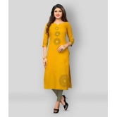 Vbuyz - Yellow Cotton Womens High Slit Kurti ( Pack of 1 ) - L