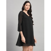 Curvydrobe Georgette Solid Mini Womens A-line Dress - Black ( Pack of 1 ) - None