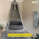 Premium Luxury Macrame Swing Hammock with Cushion-Grey