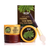 WOW Skin Science Anti-Acne Neem & Tea Tree Clay Face Mask- No Parabens, Sulphate & Mineral Oil - 200mL